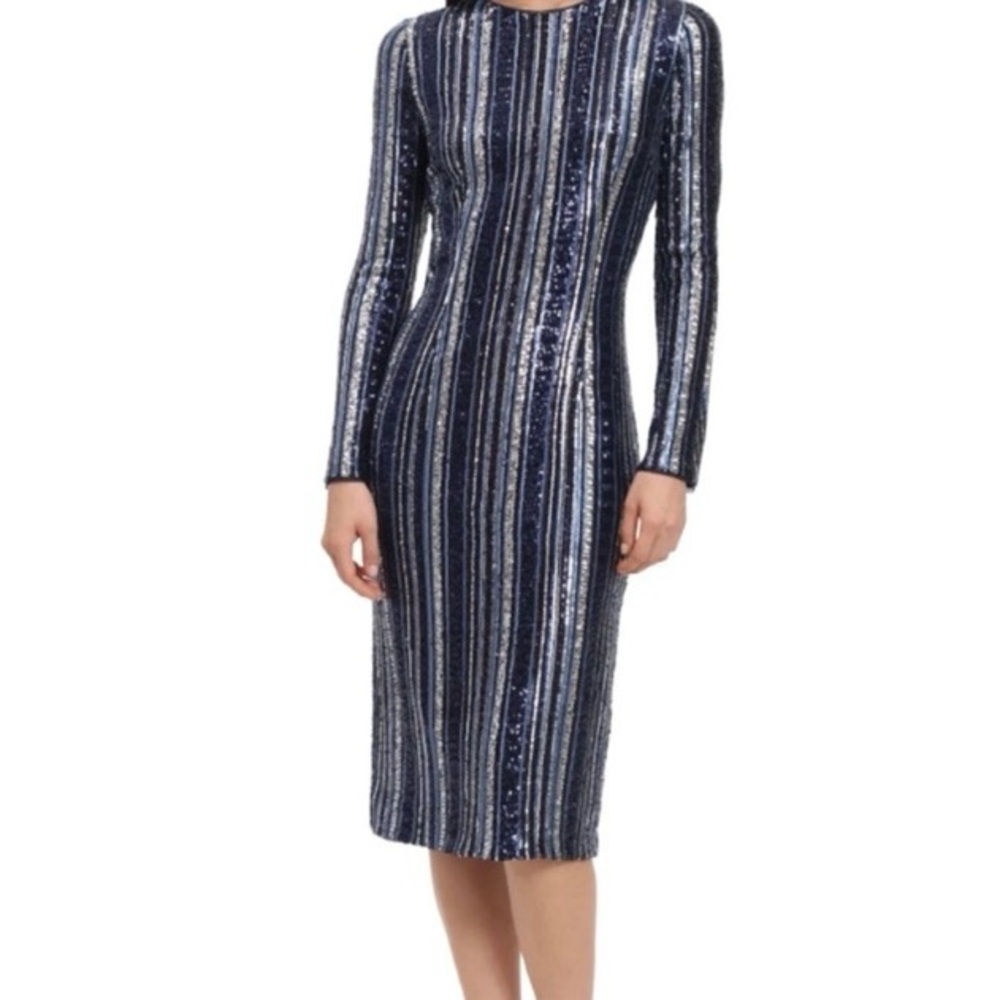 Maggy London Navy Sequin Midi Dress